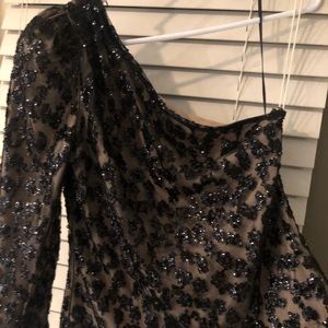 One shoulder sequin top